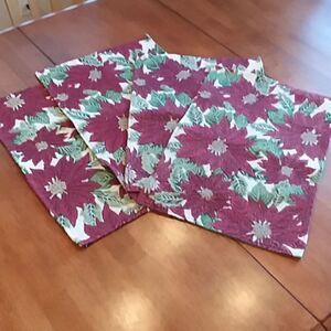 Set of 4 Christmas Poinsettia placemats